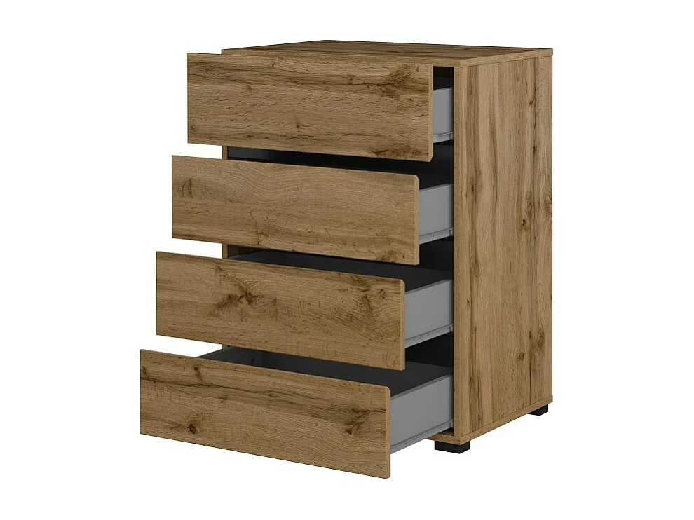 Petit buffet HAVANA – 4 tiroirs – Chêne et noir – Style naturel et moderne