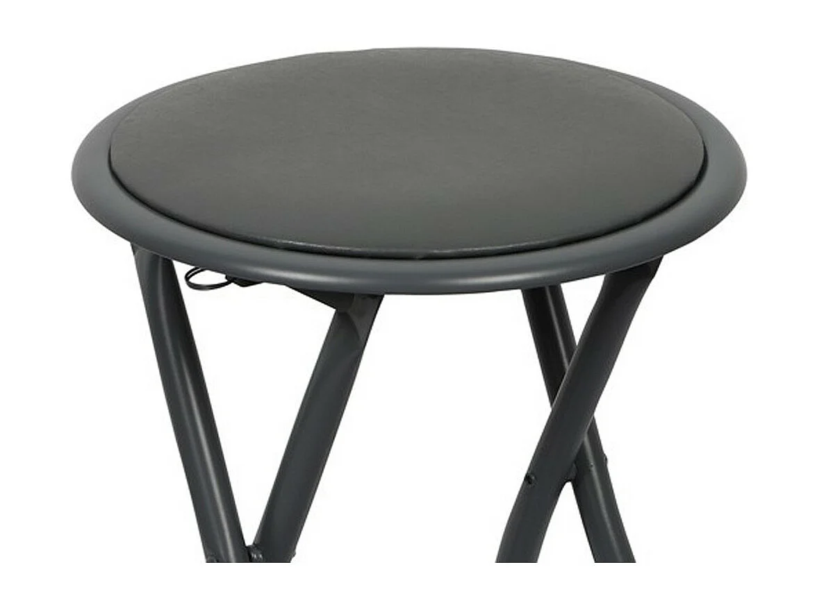 Lot de 10 tabourets pliables – Collection BASICUS, coloris noir, assise en PU, diamètre 30 cm, hauteur 45 cm