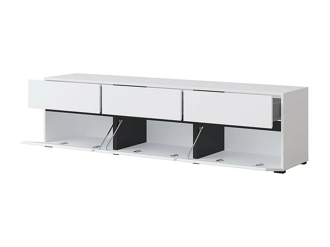 Conjunto de muebles de sala HAVANA – Aparador alto, mueble para TV, aparador bajo – Diseño moderno blanco y negro