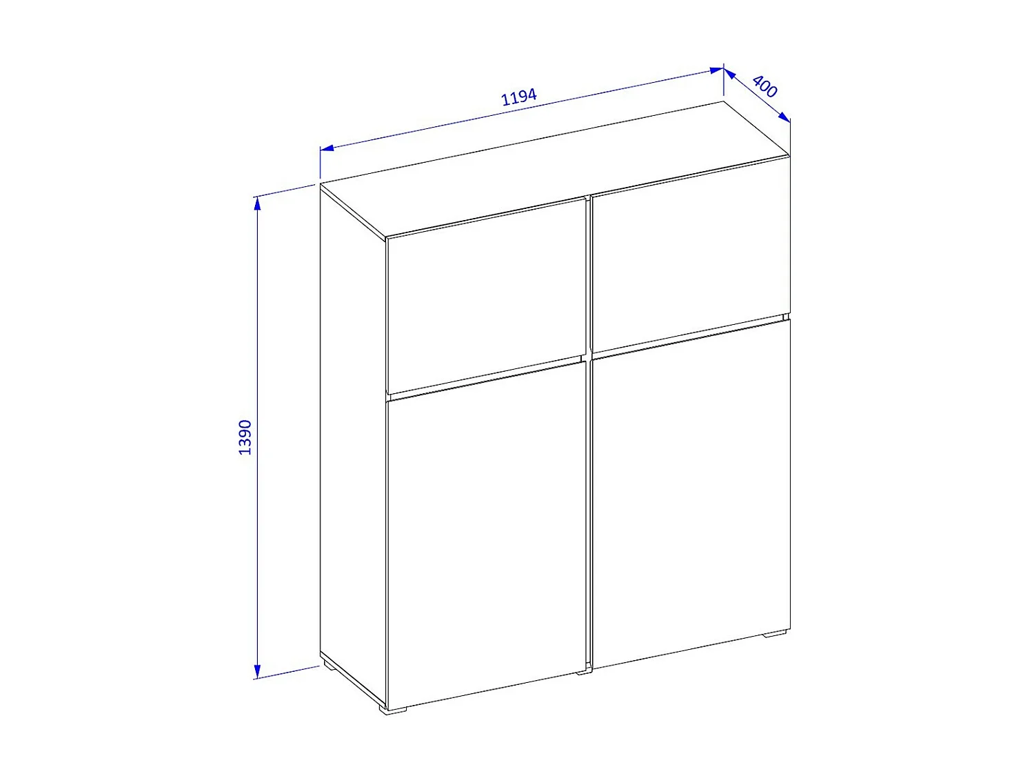 Conjunto de móveis para sala HAVANA – Buffet alto, móvel para TV, buffet baixo – Design moderno branco e preto
