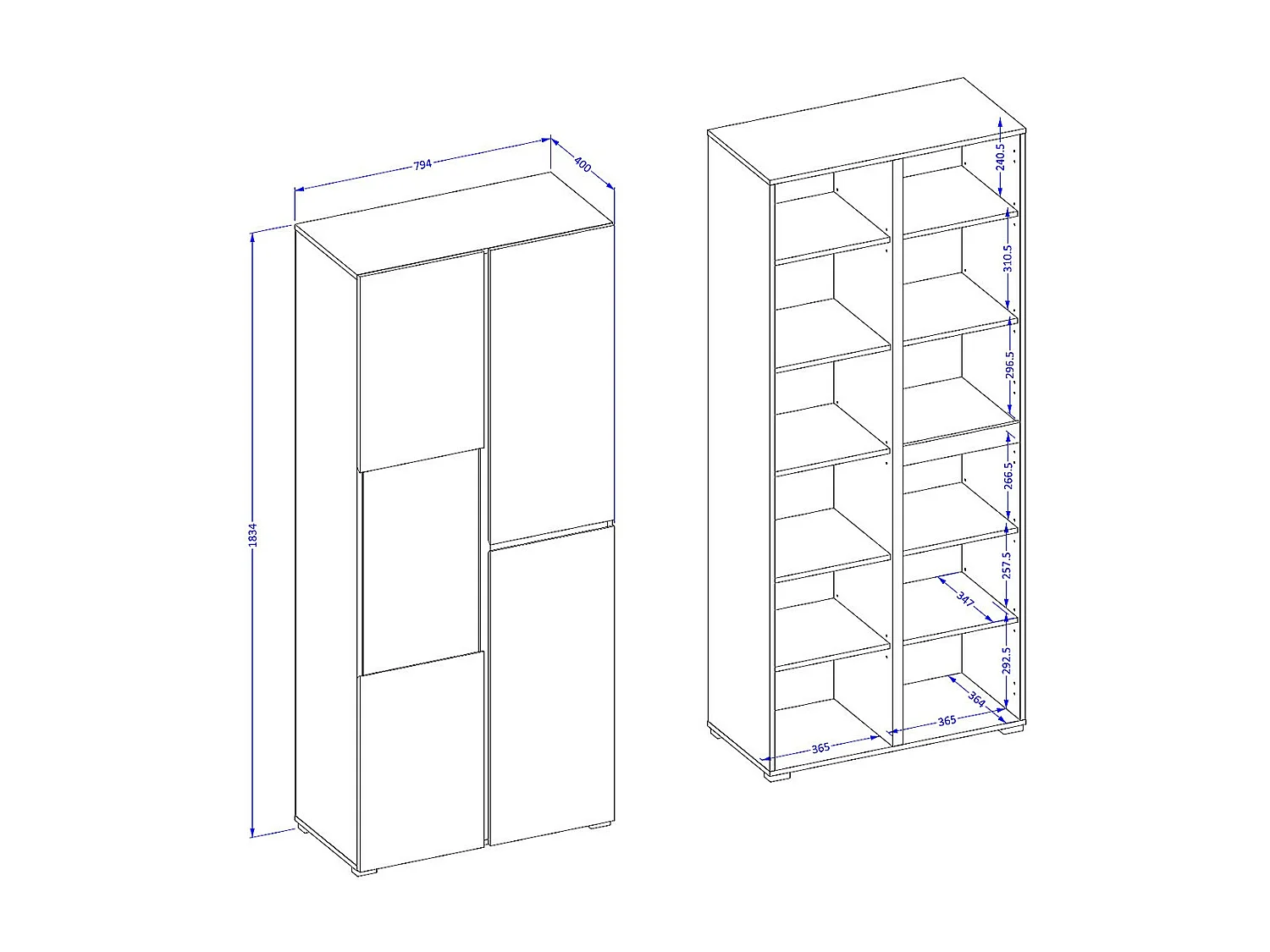 Ensemble de 4 meubles collection HAVANA coloris vert sauge. Meuble TV XL, vitrine, table basse, étagère