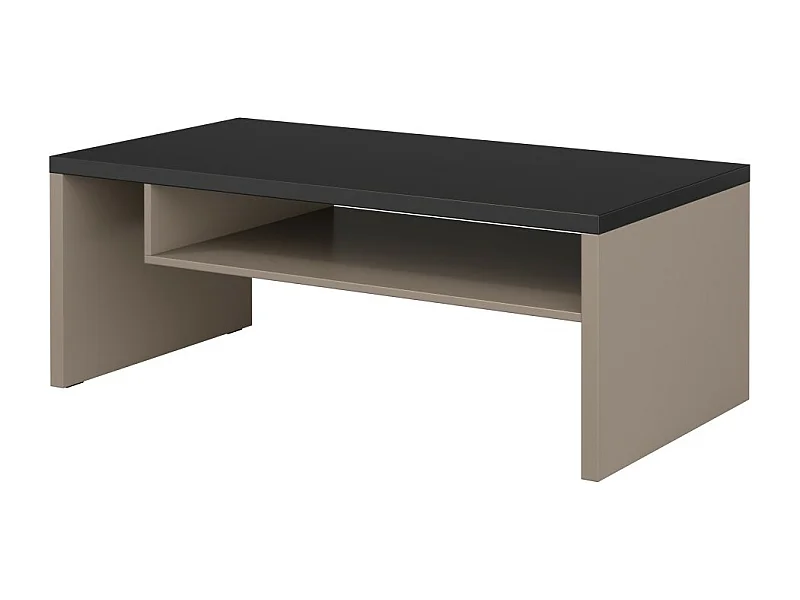 Mesa de Centro HAVANA – Bege e Preto – Tampo Preto Fosco – Com Nicho – Elegância Suave e Moderna