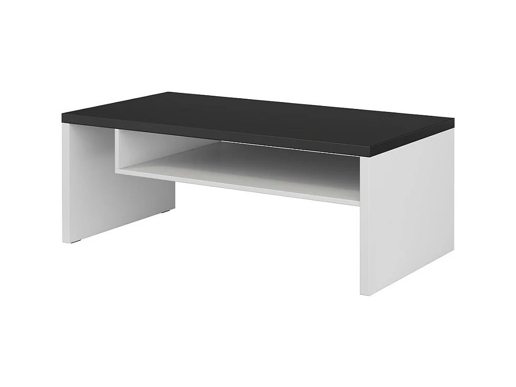 Mesa de Centro HAVANA – Branco fosco e preto – Tampo preto fosco – Com nicho – Design moderno