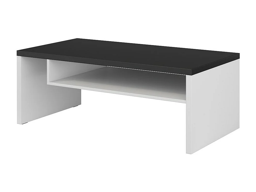 Salontafel HAVANA – Mat wit en zwart – Matzwart blad – Met nis – Modern ontwerp