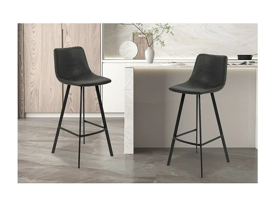 Barhocker 'Ozon' PU Schwarz, Maße: H108 x B45 x T49 cm