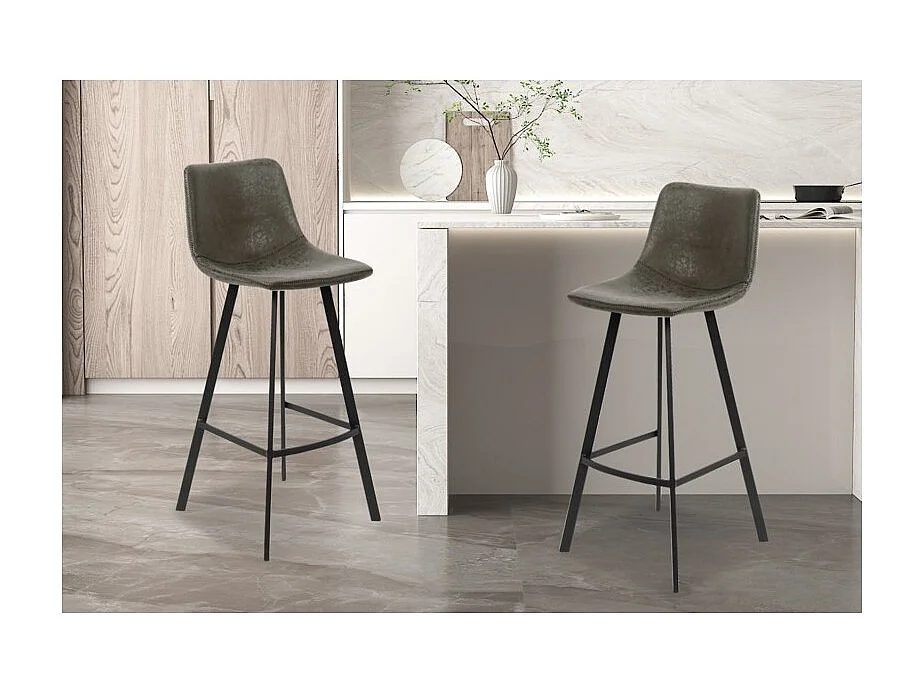 Chaise de comptoir OZON – PU gris – H108 x L49 x P47 cm