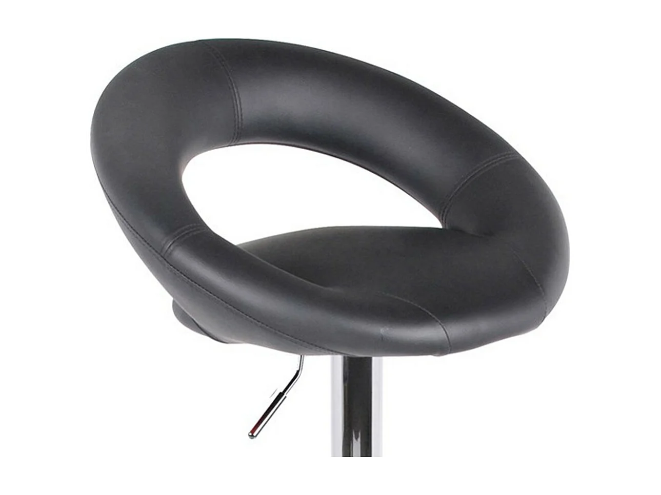 Lot de 2 tabourets de bar réglables en hauteur 77-97 cm – Assise simili cuir PU noir, pied en métal gris, diamètre 40 cm