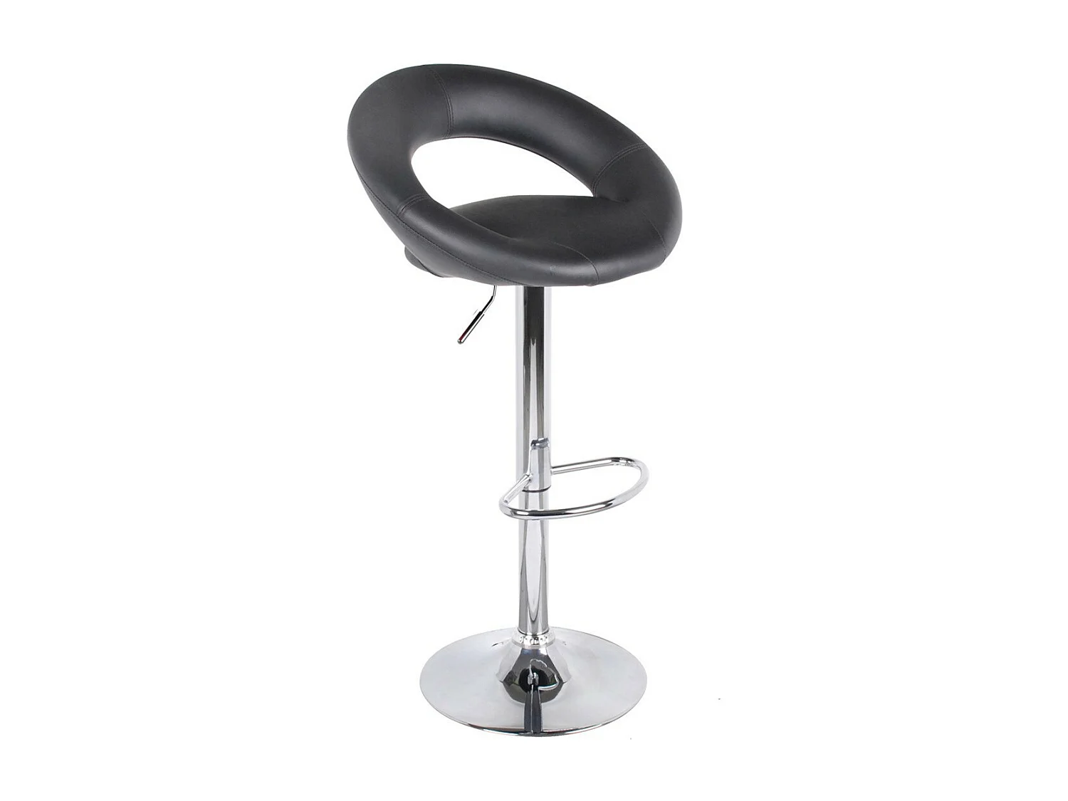 Lot de 2 tabourets de bar réglables en hauteur 77-97 cm – Assise simili cuir PU noir, pied en métal gris, diamètre 40 cm