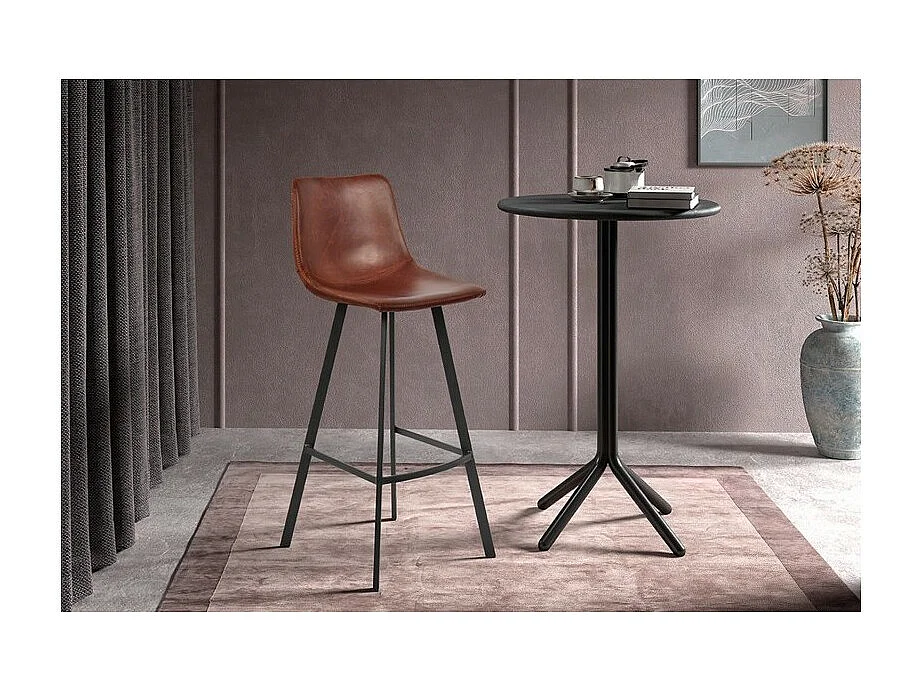 Barkruk 'Ozon' PU Cognac, afmetingen: H108 x B45 x D49 cm