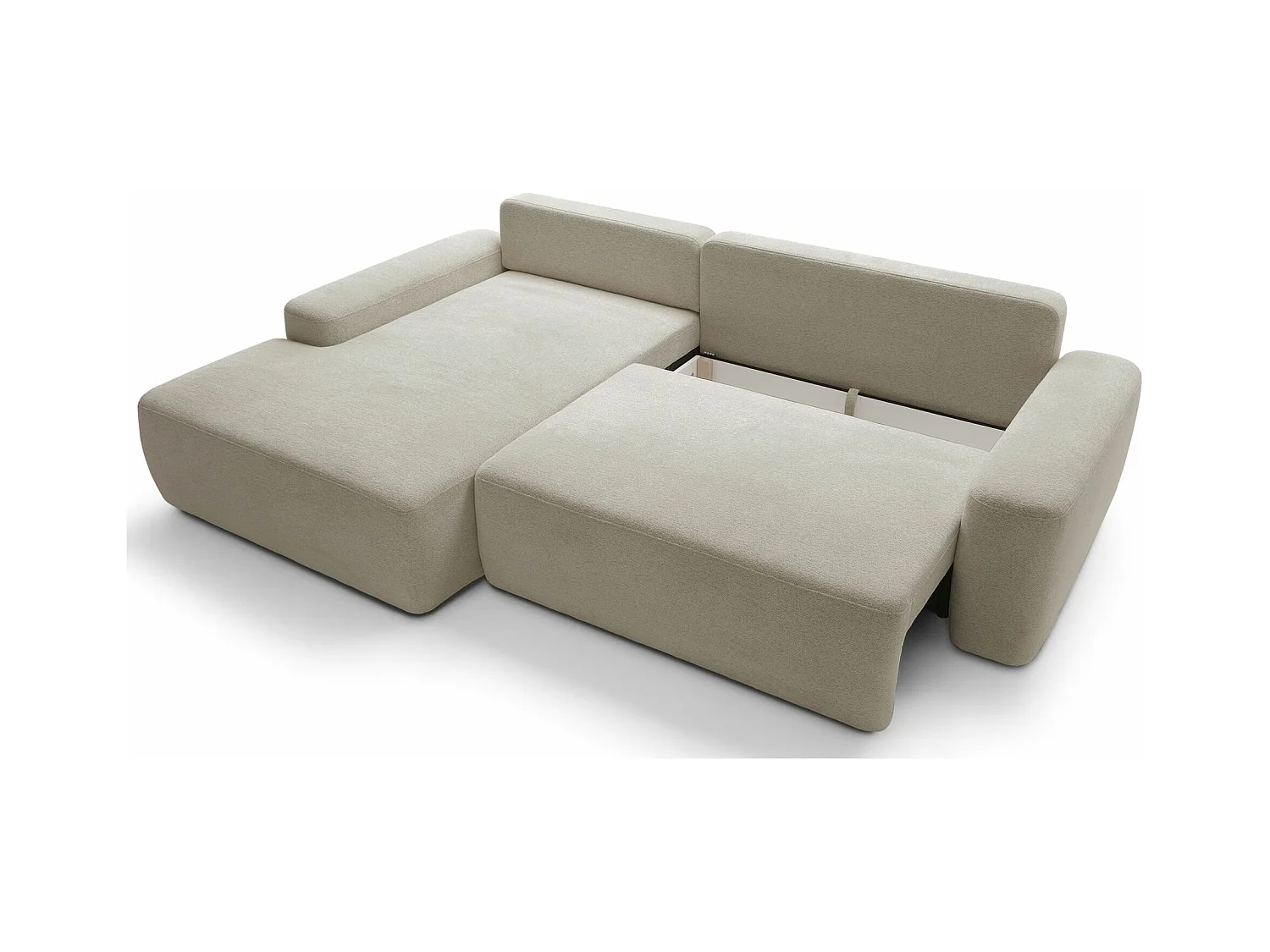 Canapé d'angle convertible - beige chenille - côté gauche - BALEO