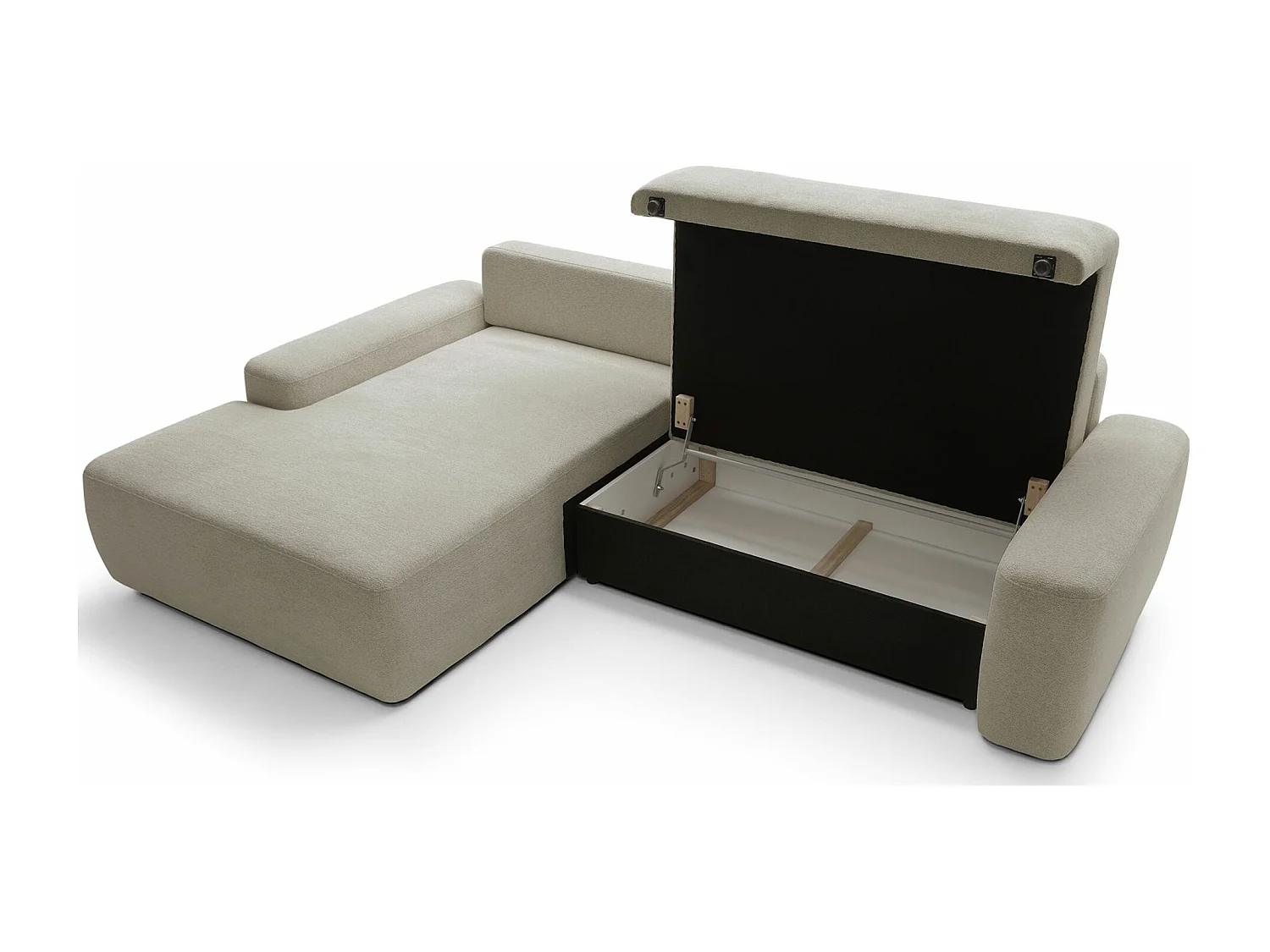 Canapé d'angle convertible - beige chenille - côté gauche - BALEO