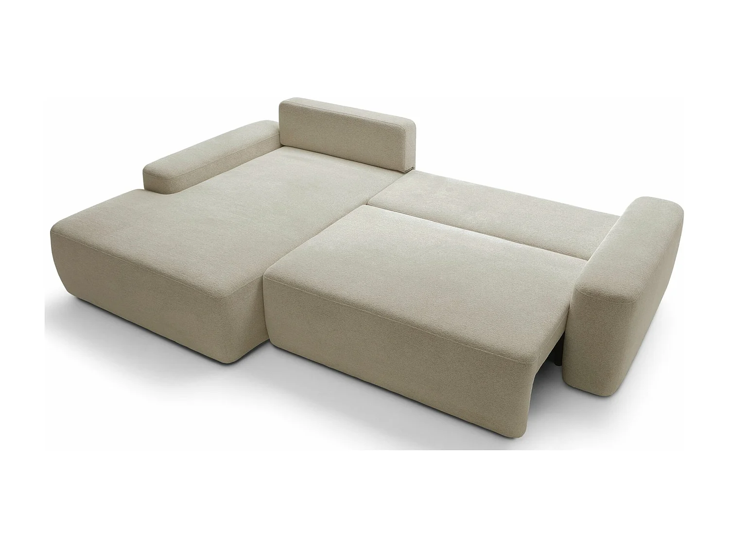 Canapé d'angle convertible - beige chenille - côté gauche - BALEO