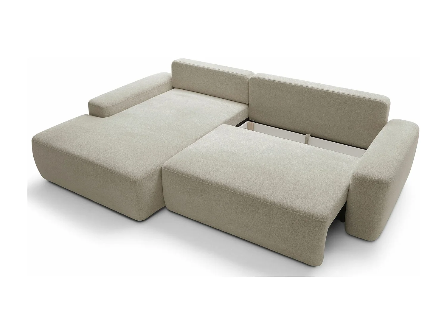 Canapé d'angle convertible - beige chenille - côté gauche - BALEO