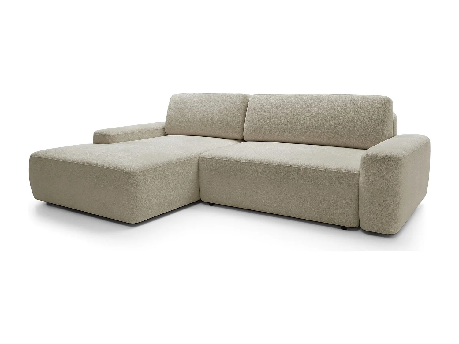 Canapé d'angle convertible - beige chenille - côté gauche - BALEO