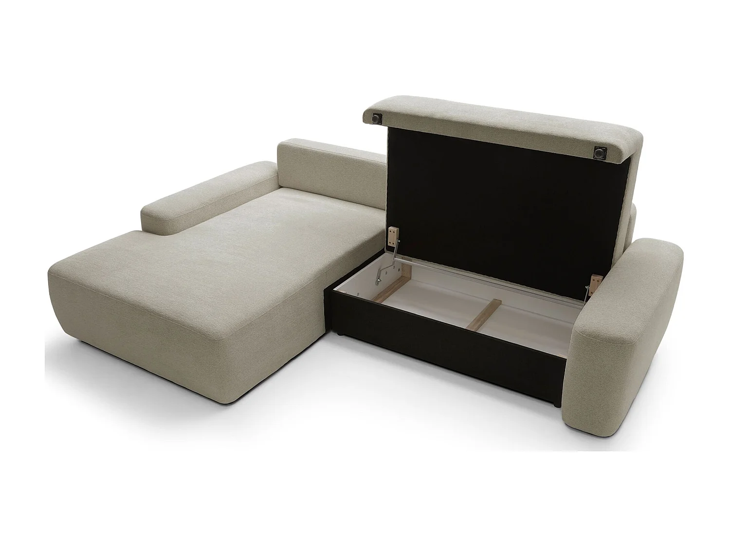 Canapé d'angle convertible - beige chenille - côté gauche - BALEO