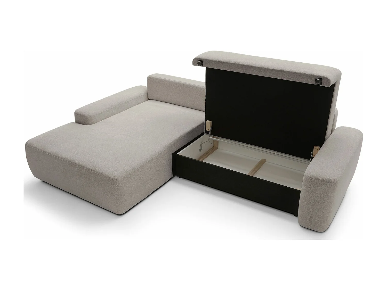 Canapé d'angle convertible - gris-beige chenille - côté gauche - BALEO