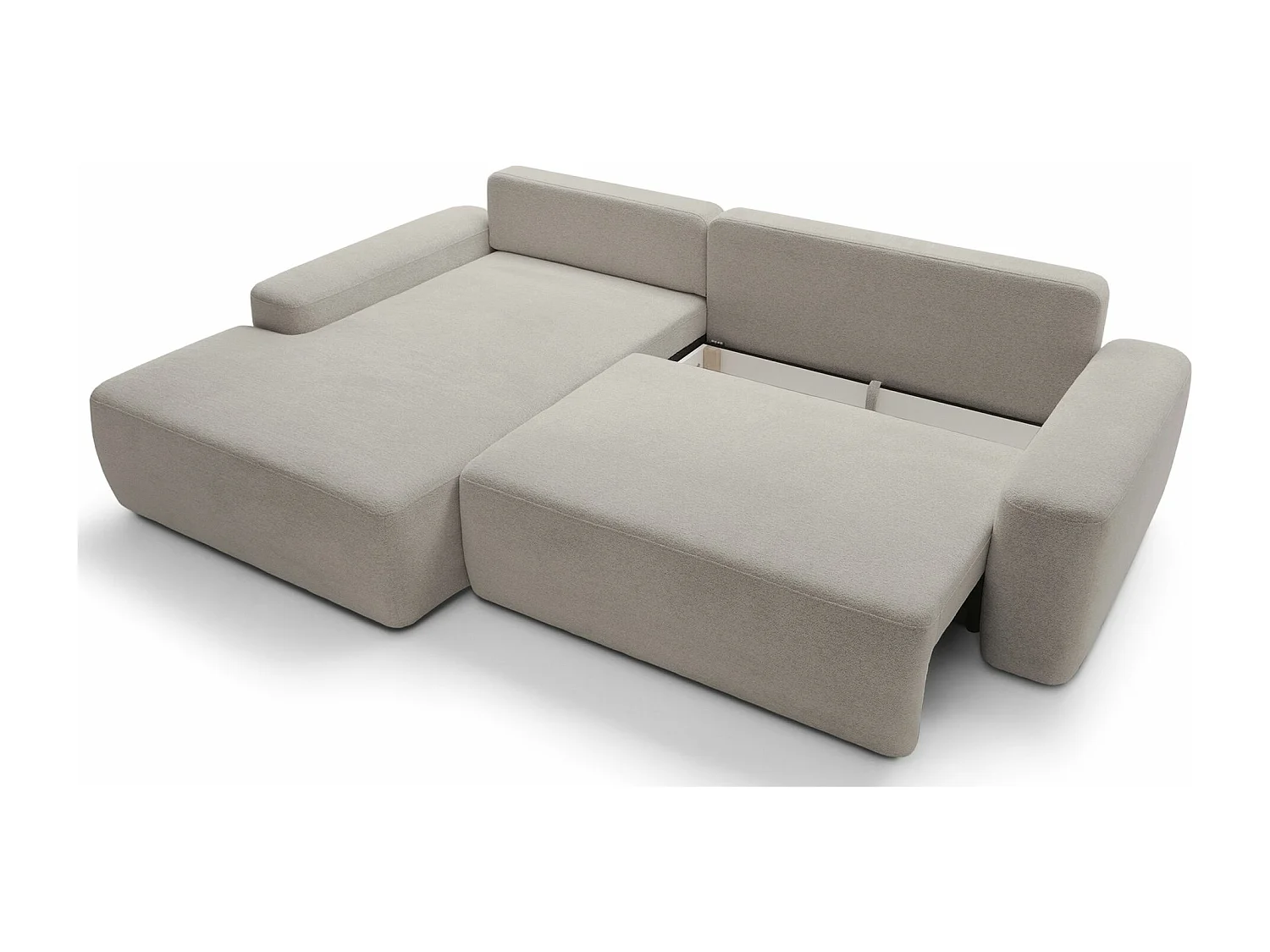 Canapé d'angle convertible - gris-beige chenille - côté gauche - BALEO