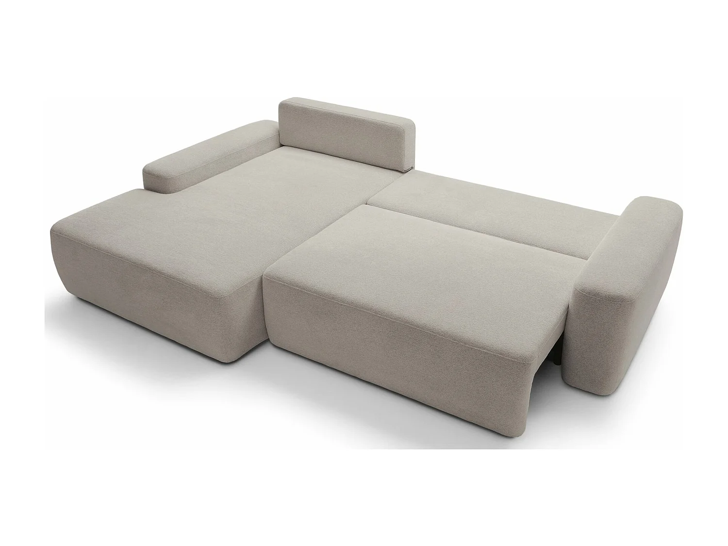 Canapé d'angle convertible - gris-beige chenille - côté gauche - BALEO