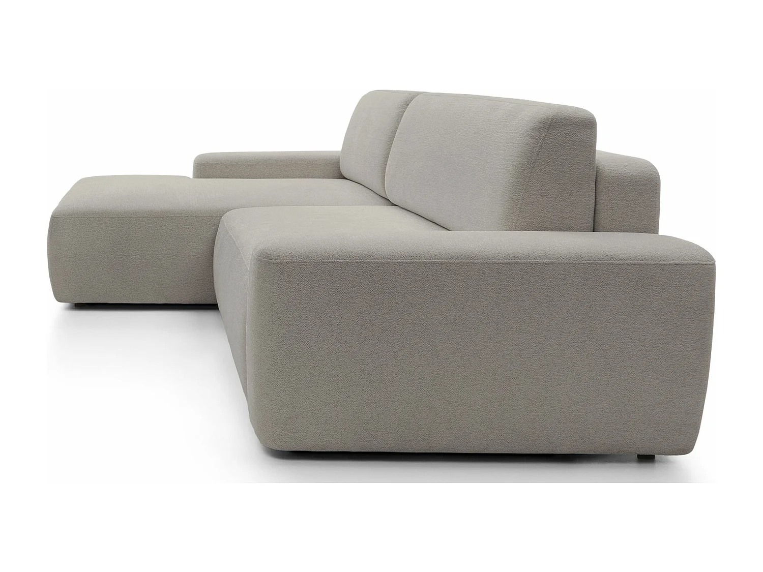 Canapé d'angle convertible - gris-beige chenille - côté gauche - BALEO