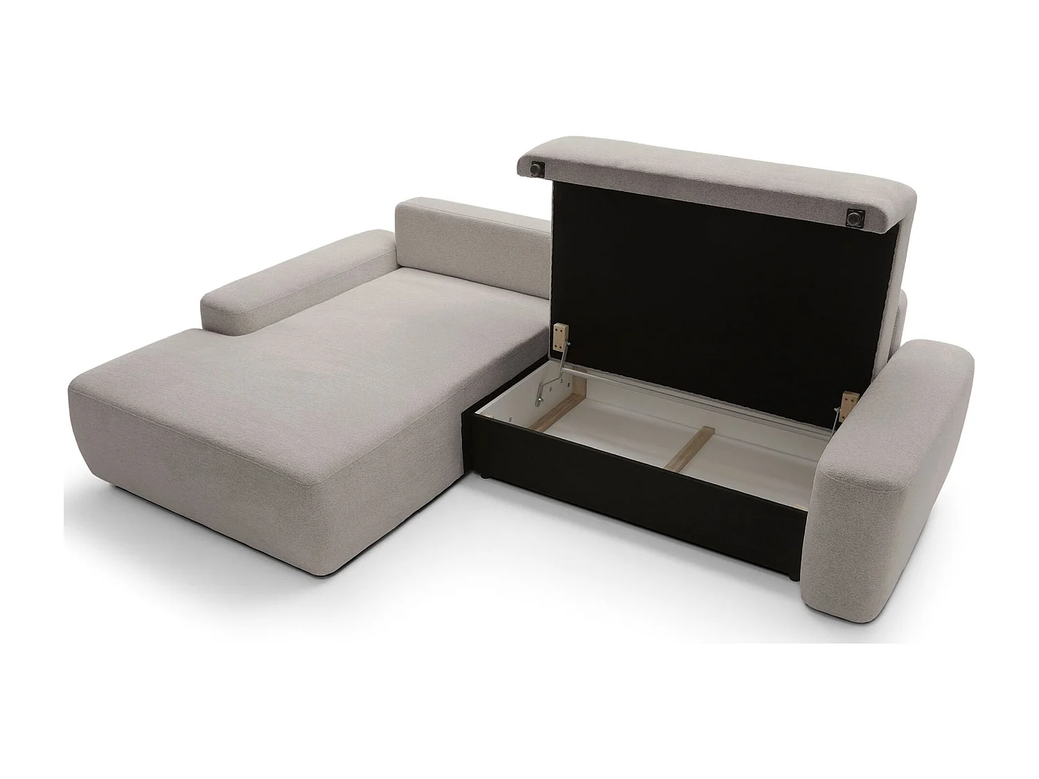 Canapé d'angle convertible - gris-beige chenille - côté gauche - BALEO