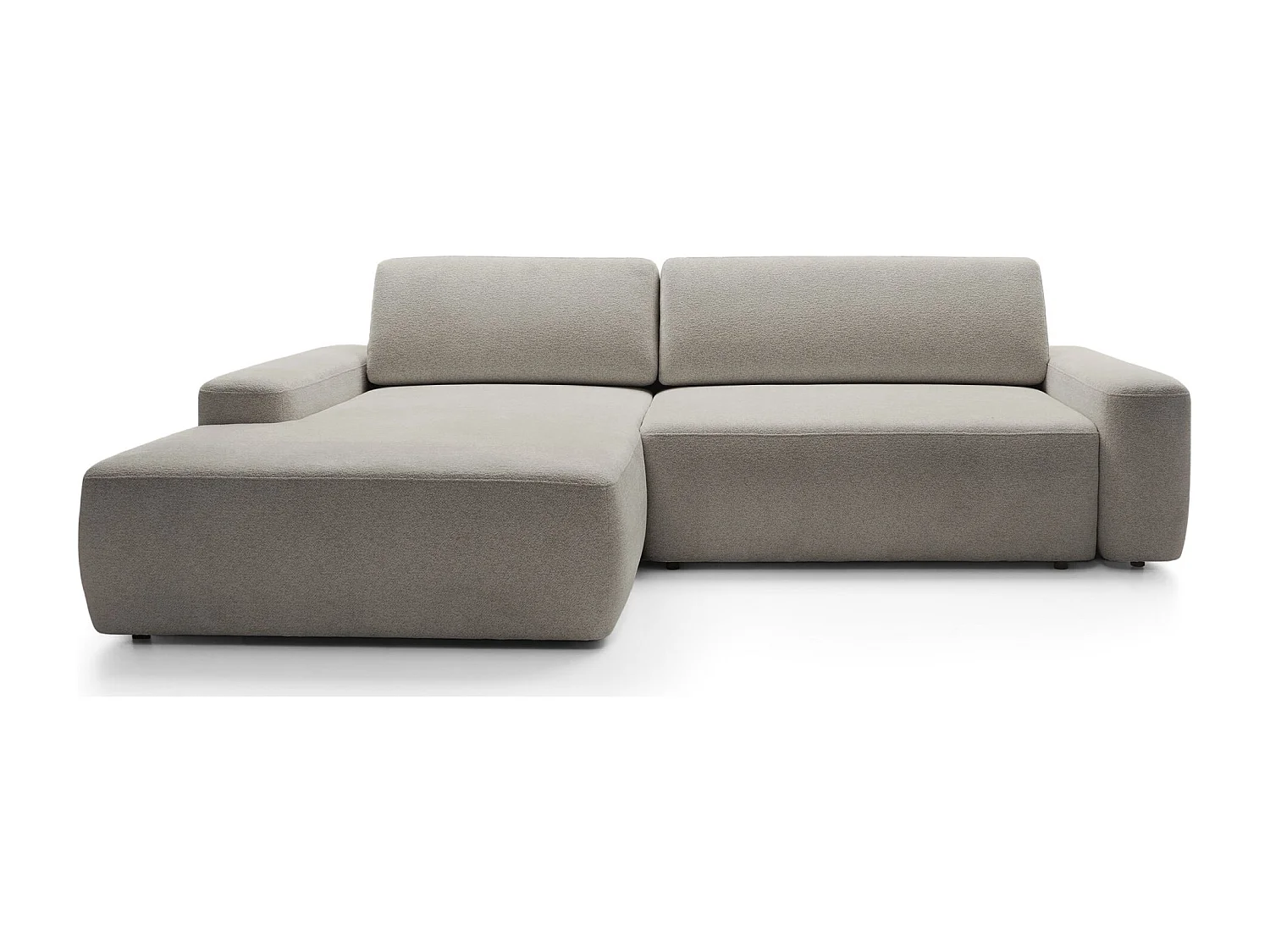 Canapé d'angle convertible - gris-beige chenille - côté gauche - BALEO