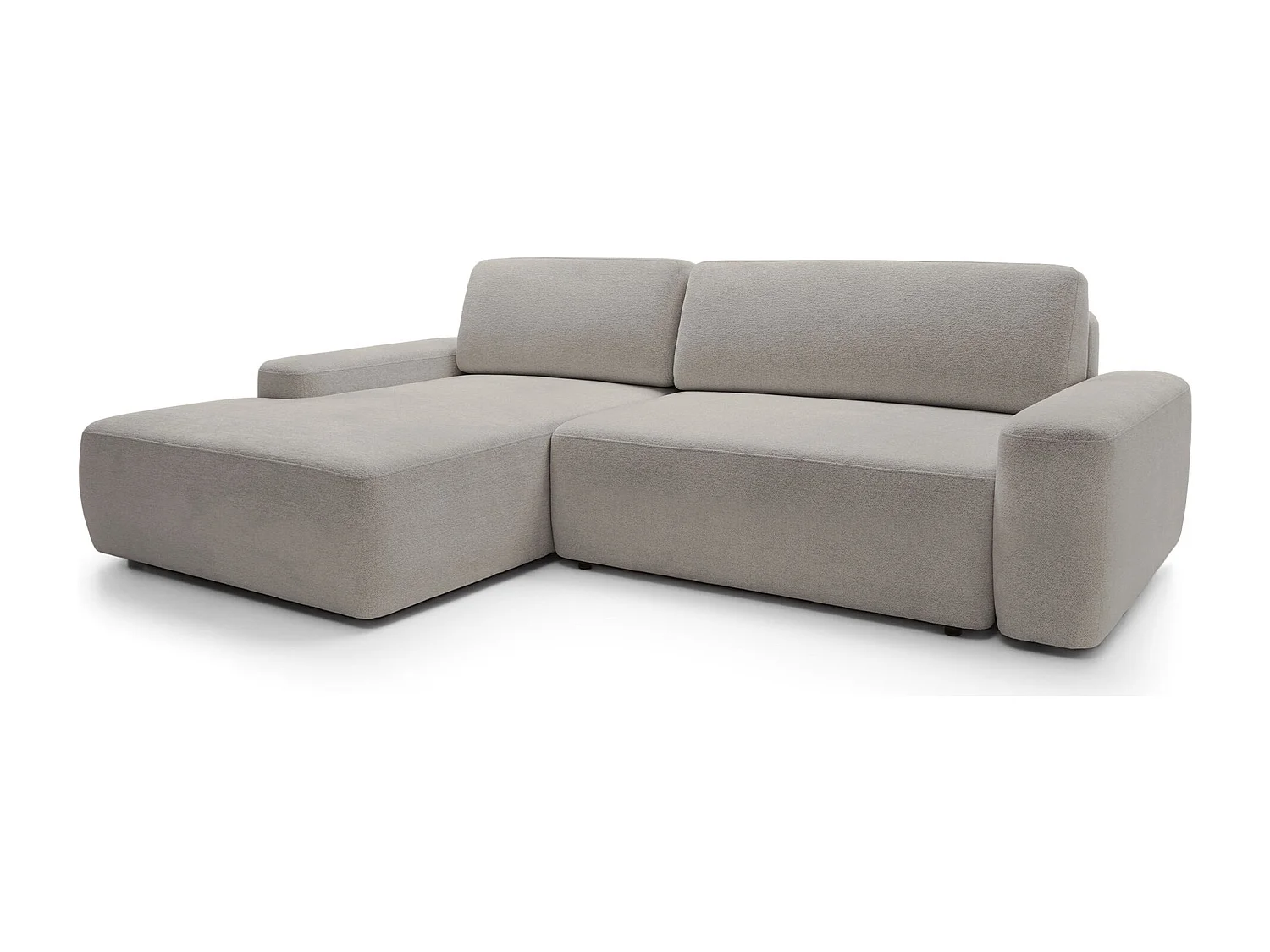 Canapé d'angle convertible - gris-beige chenille - côté gauche - BALEO
