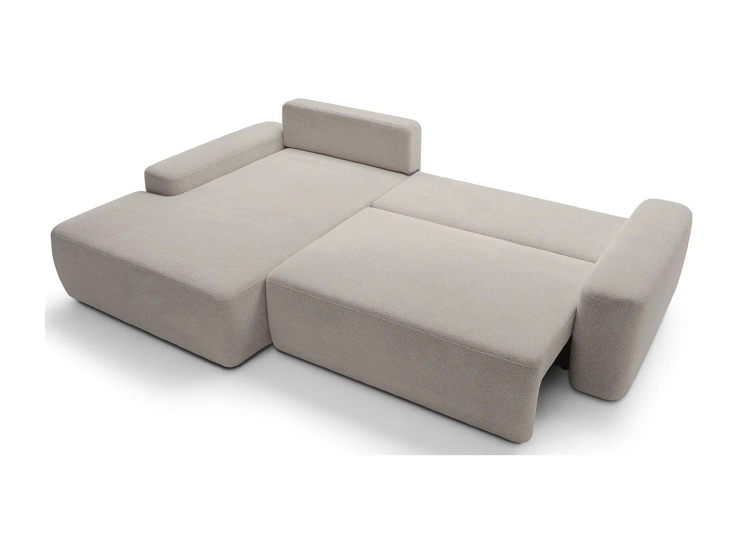 Canapé d'angle convertible - gris-beige chenille - côté gauche - BALEO
