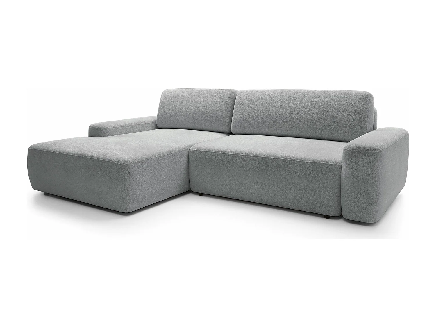 Hoekbank met slaapbank - lichtgrijs chenille - linkerzijde - BALEO