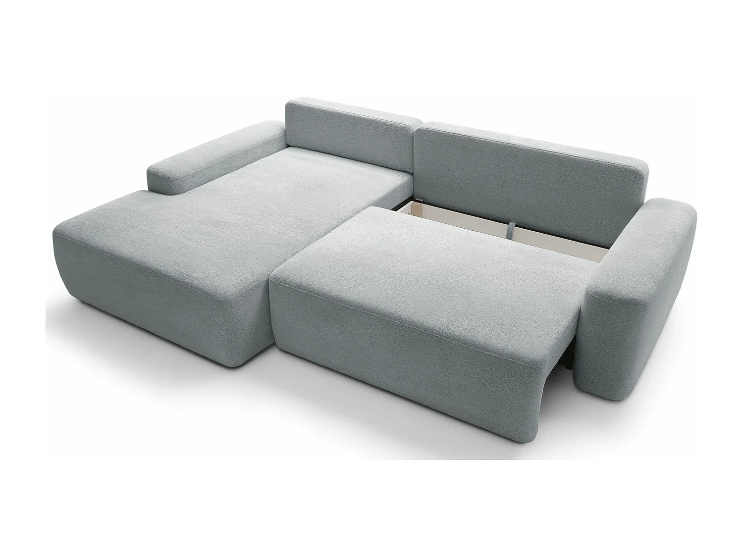 Hoekbank met slaapbank - lichtgrijs chenille - linkerzijde - BALEO