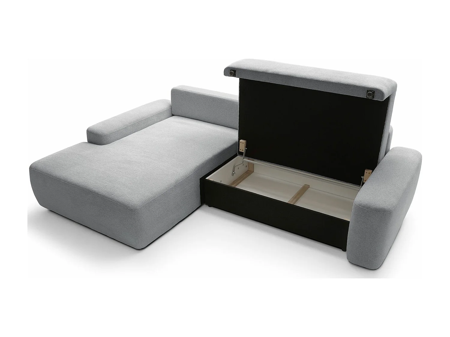 Canapé d'angle convertible - gris clair chenille - côté gauche - BALEO