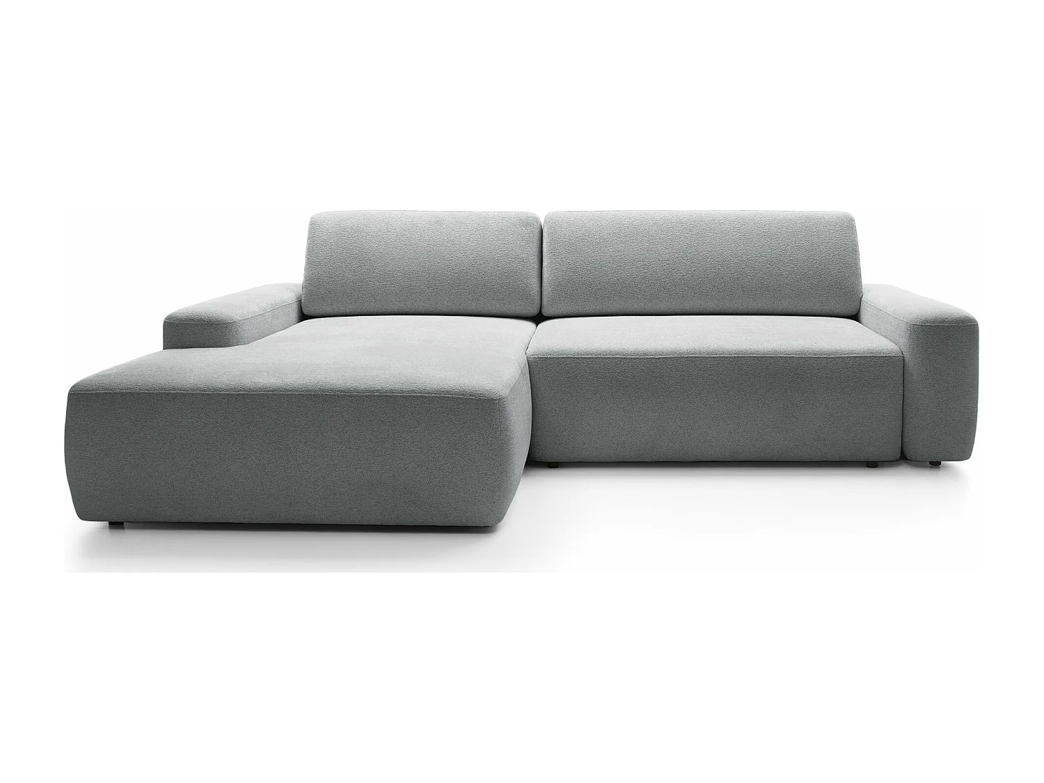 Canapé d'angle convertible - gris clair chenille - côté gauche - BALEO