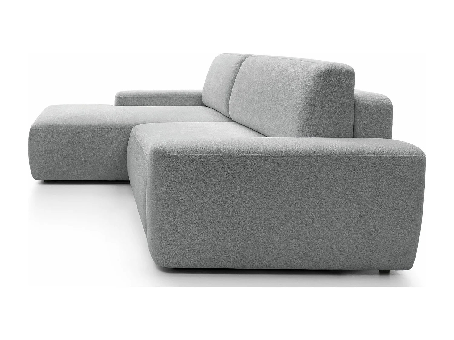 Canapé d'angle convertible - gris clair chenille - côté gauche - BALEO