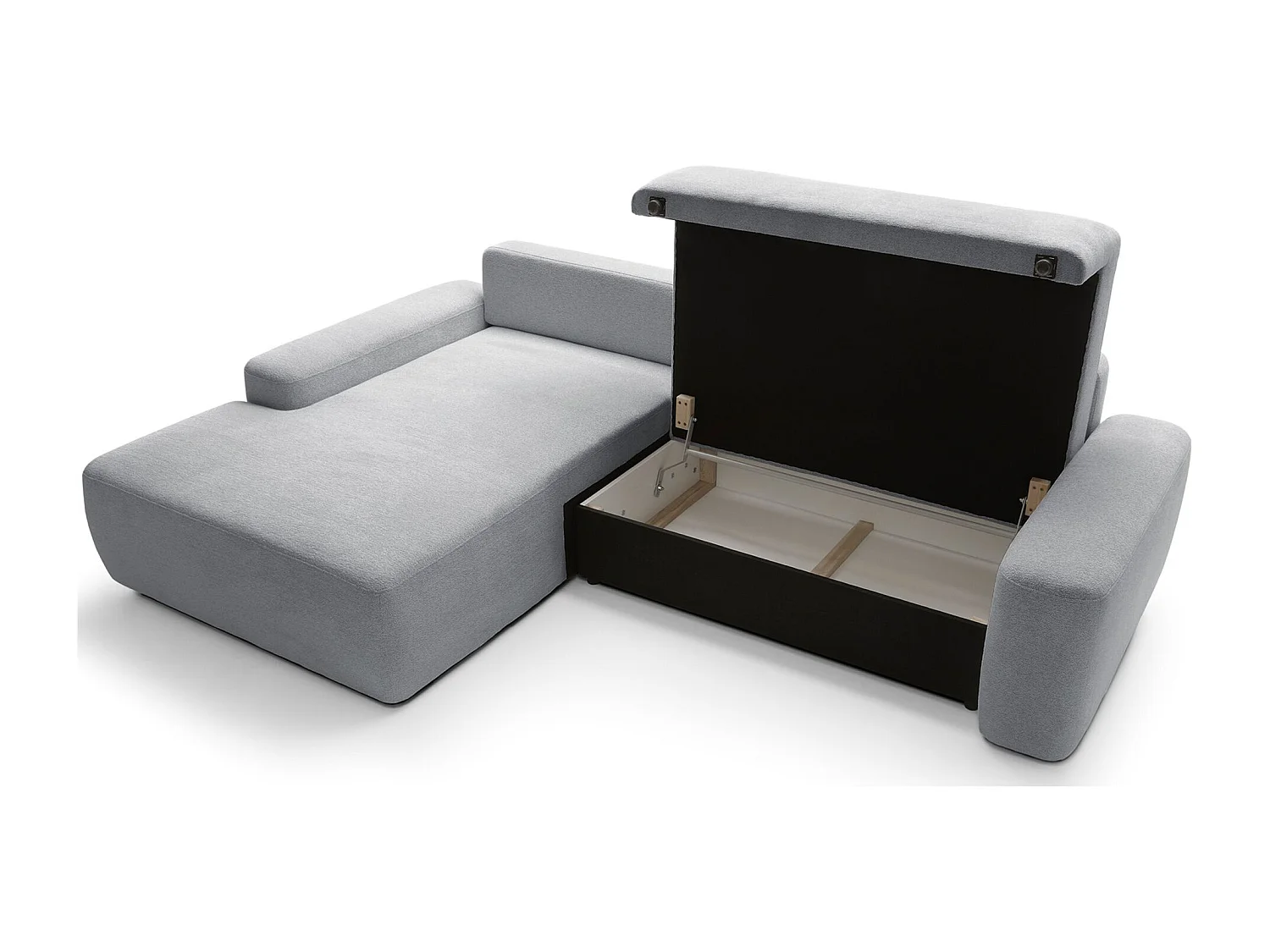 Canapé d'angle convertible - gris clair chenille - côté gauche - BALEO