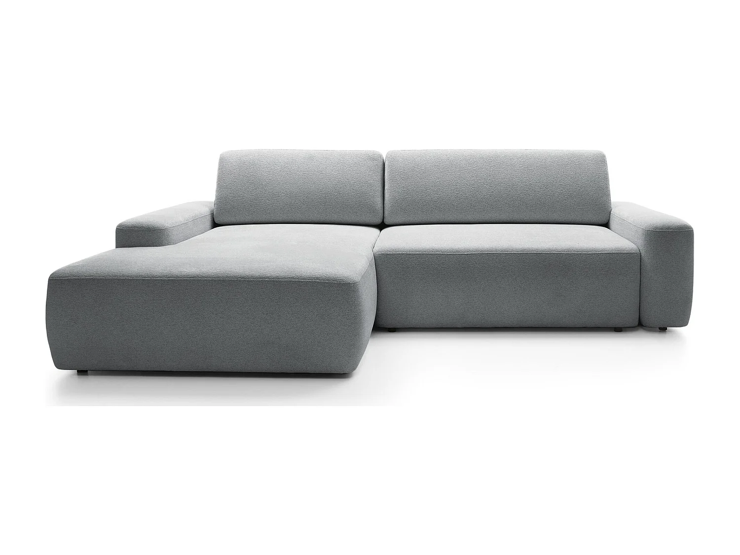 Canapé d'angle convertible - gris clair chenille - côté gauche - BALEO