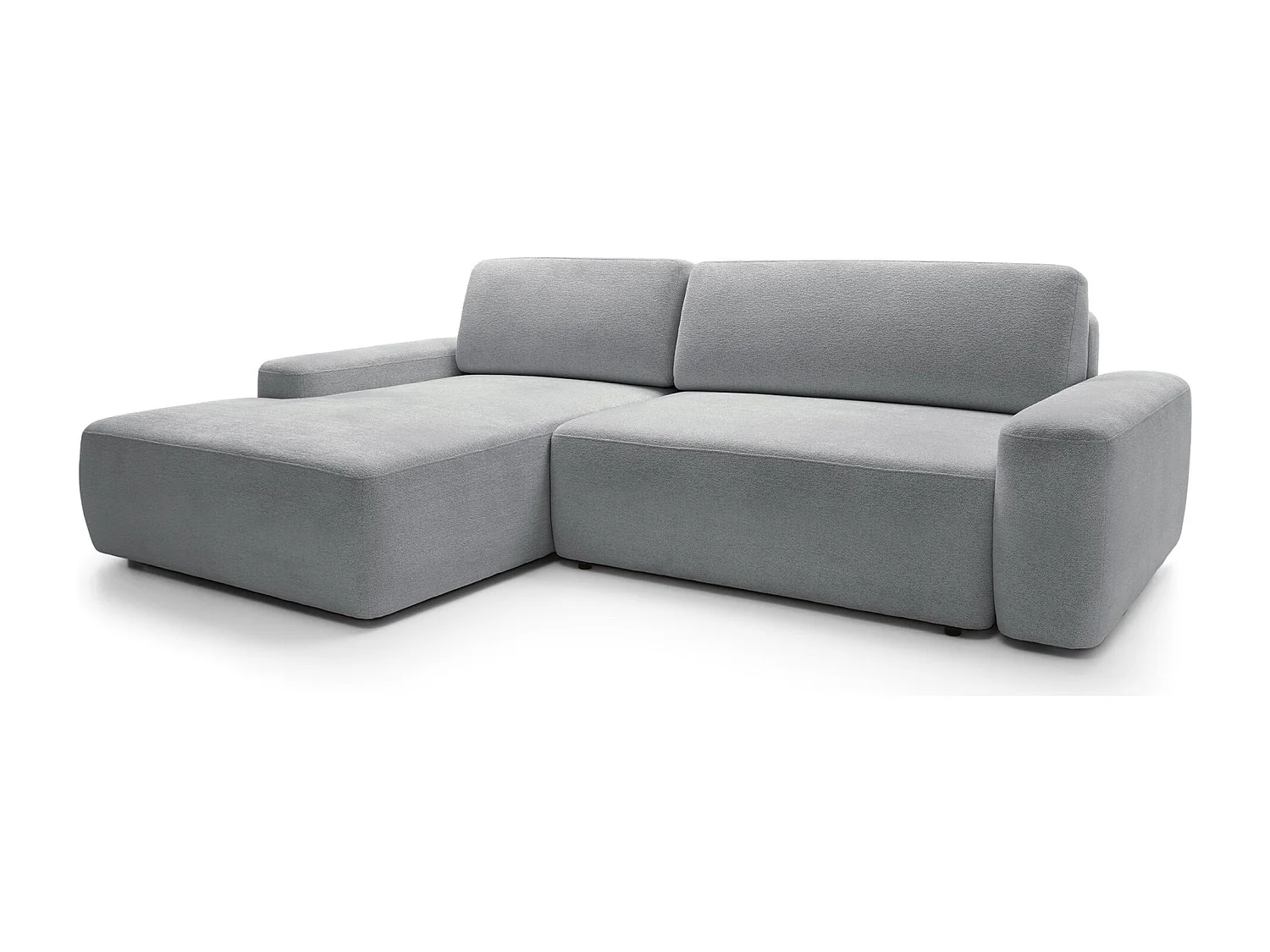 Canapé d'angle convertible - gris clair chenille - côté gauche - BALEO