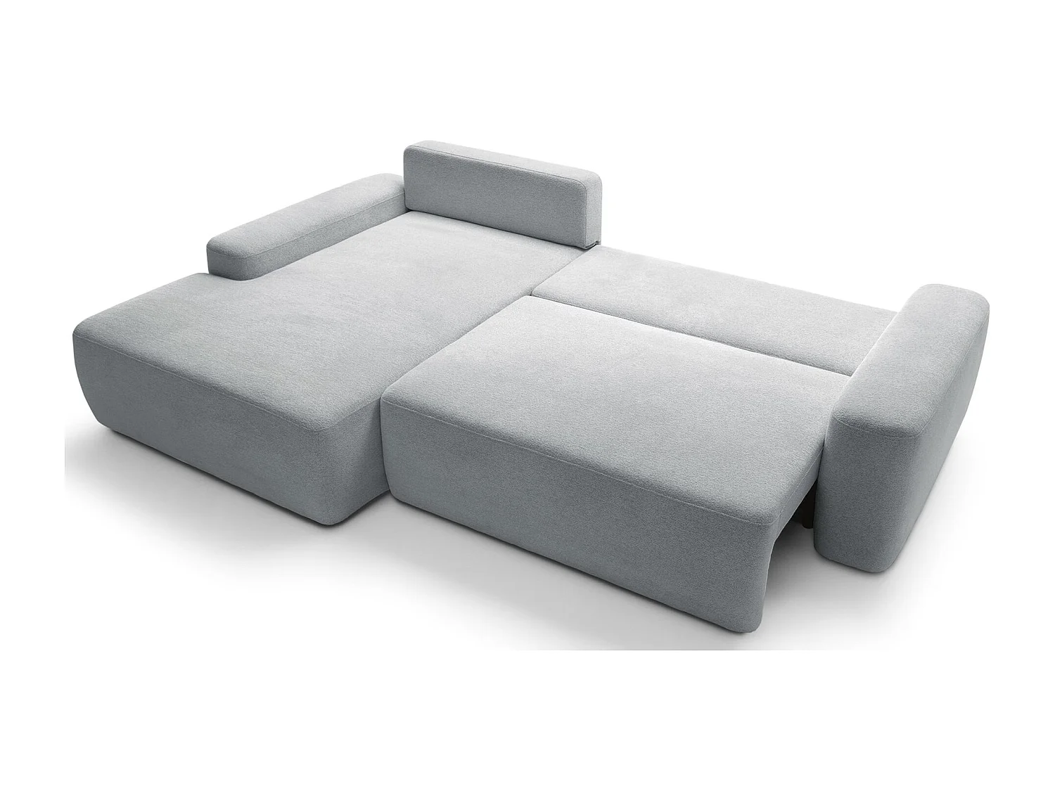 Canapé d'angle convertible - gris clair chenille - côté gauche - BALEO