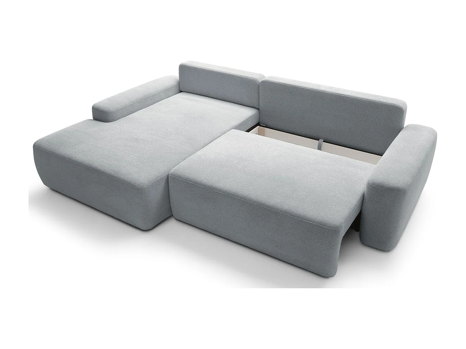 Canapé d'angle convertible - gris clair chenille - côté gauche - BALEO