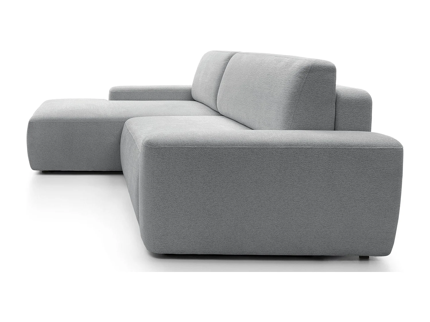 Canapé d'angle convertible - gris clair chenille - côté gauche - BALEO