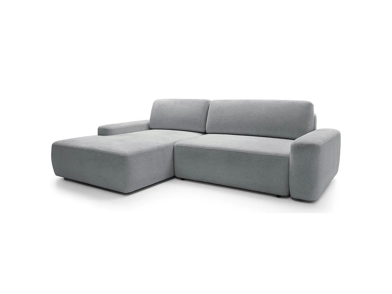 Hoekbank met slaapbank - lichtgrijs chenille - linkerzijde - BALEO