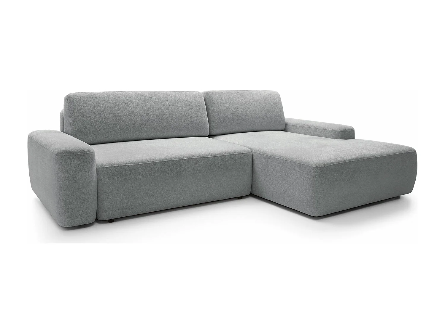 Hoekbank met slaapbank - lichtgrijs chenille - rechterkant - BALEO