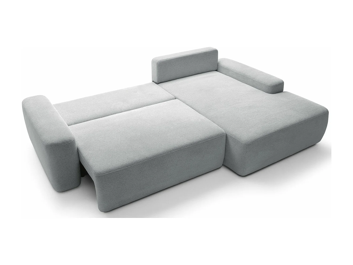 Hoekbank met slaapbank - lichtgrijs chenille - rechterkant - BALEO