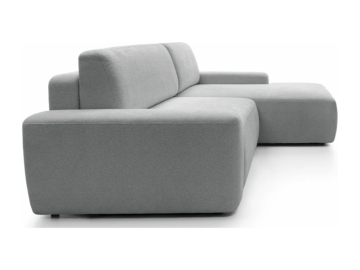 Canapé d'angle convertible - gris clair chenille - côté droit - BALEO