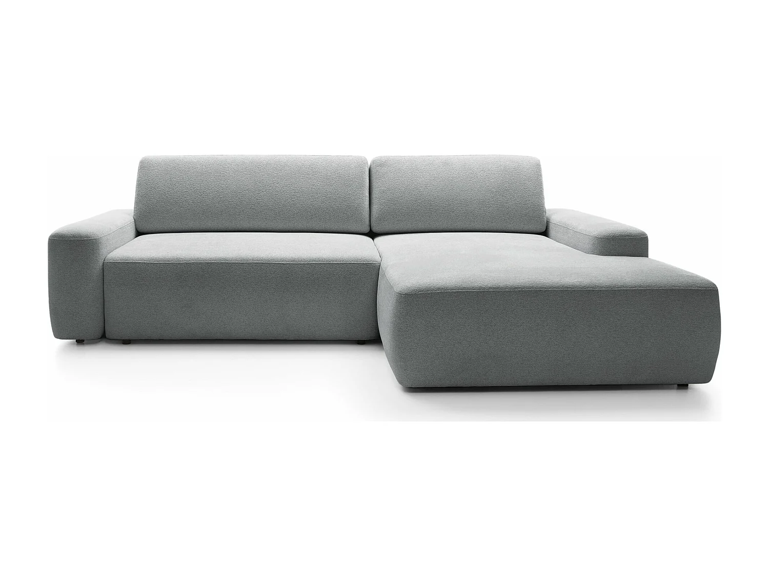 Canapé d'angle convertible - gris clair chenille - côté droit - BALEO