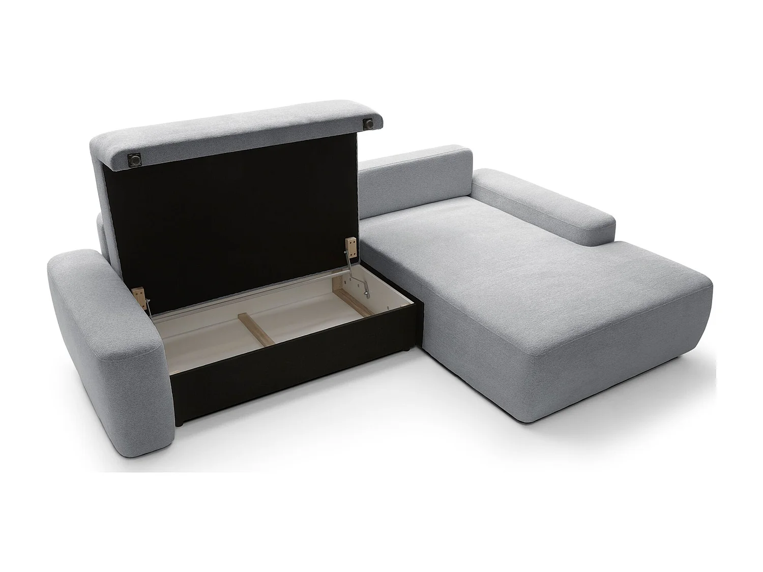 Canapé d'angle convertible - gris clair chenille - côté droit - BALEO