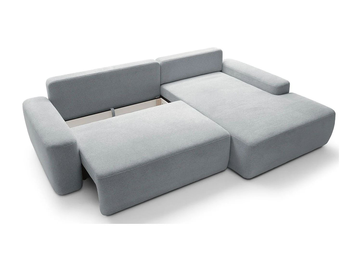 Canapé d'angle convertible - gris clair chenille - côté droit - BALEO