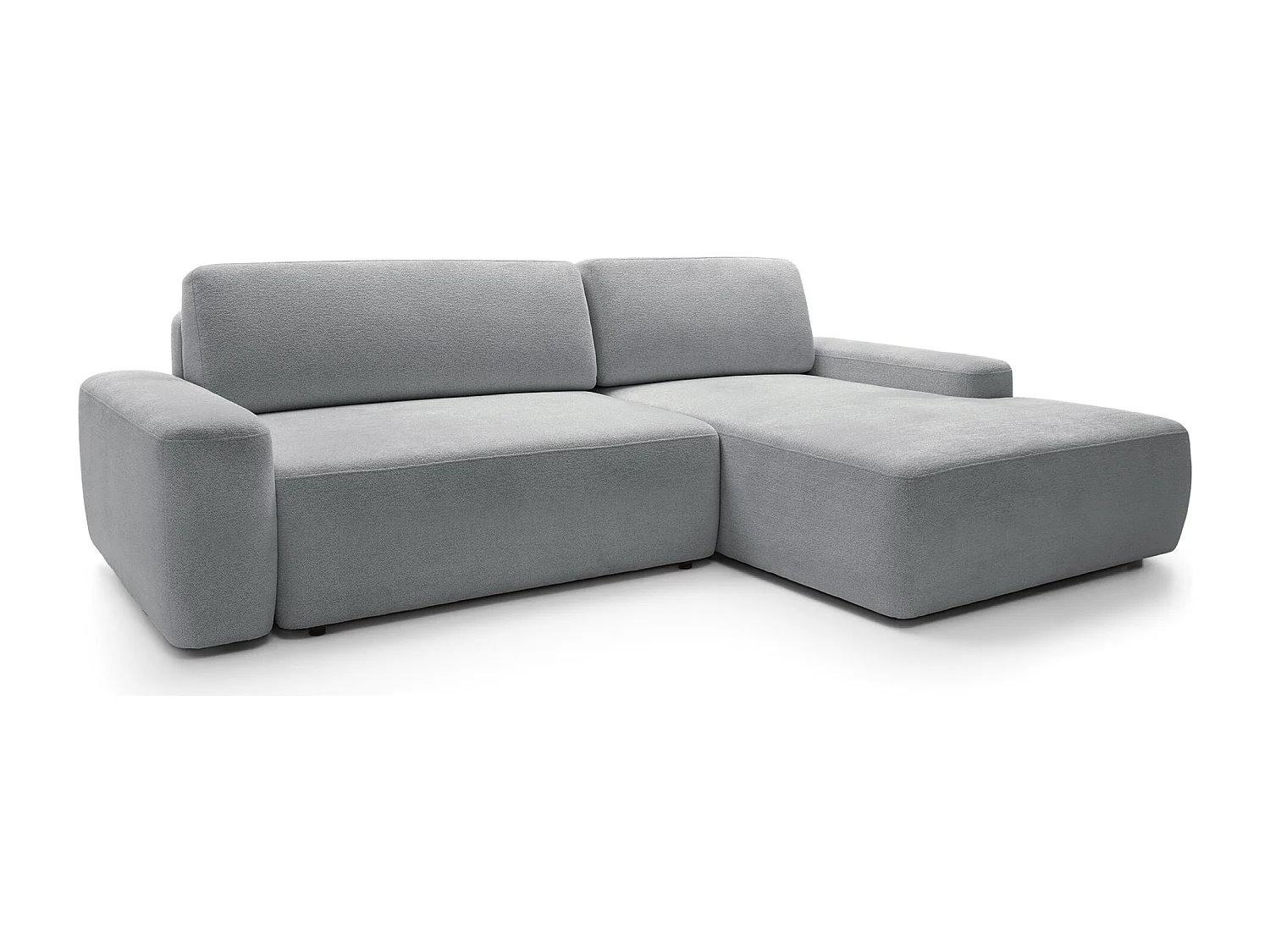 Canapé d'angle convertible - gris clair chenille - côté droit - BALEO