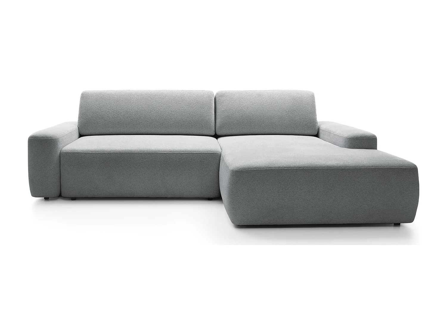 Canapé d'angle convertible - gris clair chenille - côté droit - BALEO