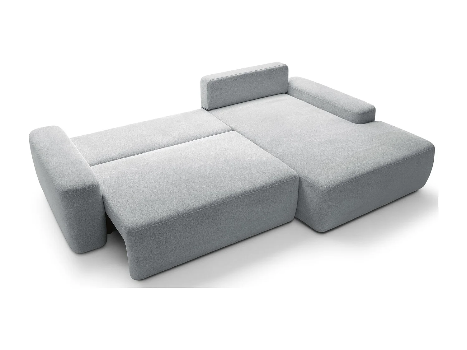 Canapé d'angle convertible - gris clair chenille - côté droit - BALEO