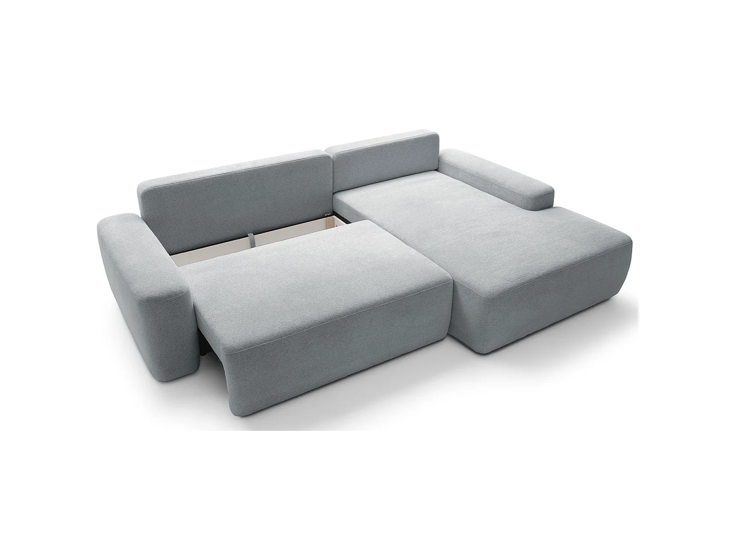 Hoekbank met slaapbank - lichtgrijs chenille - rechterkant - BALEO