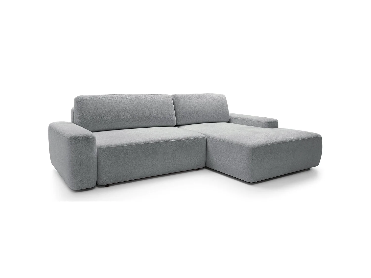 Hoekbank met slaapbank - lichtgrijs chenille - rechterkant - BALEO